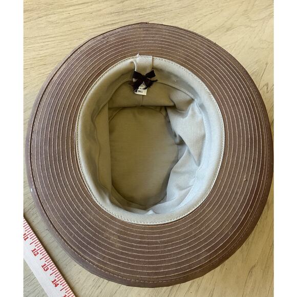 VTG Tin Cloth Packer Hat Suede Brown Amalgamated Workers Union USA S Filson ? - Picture 7 of 11